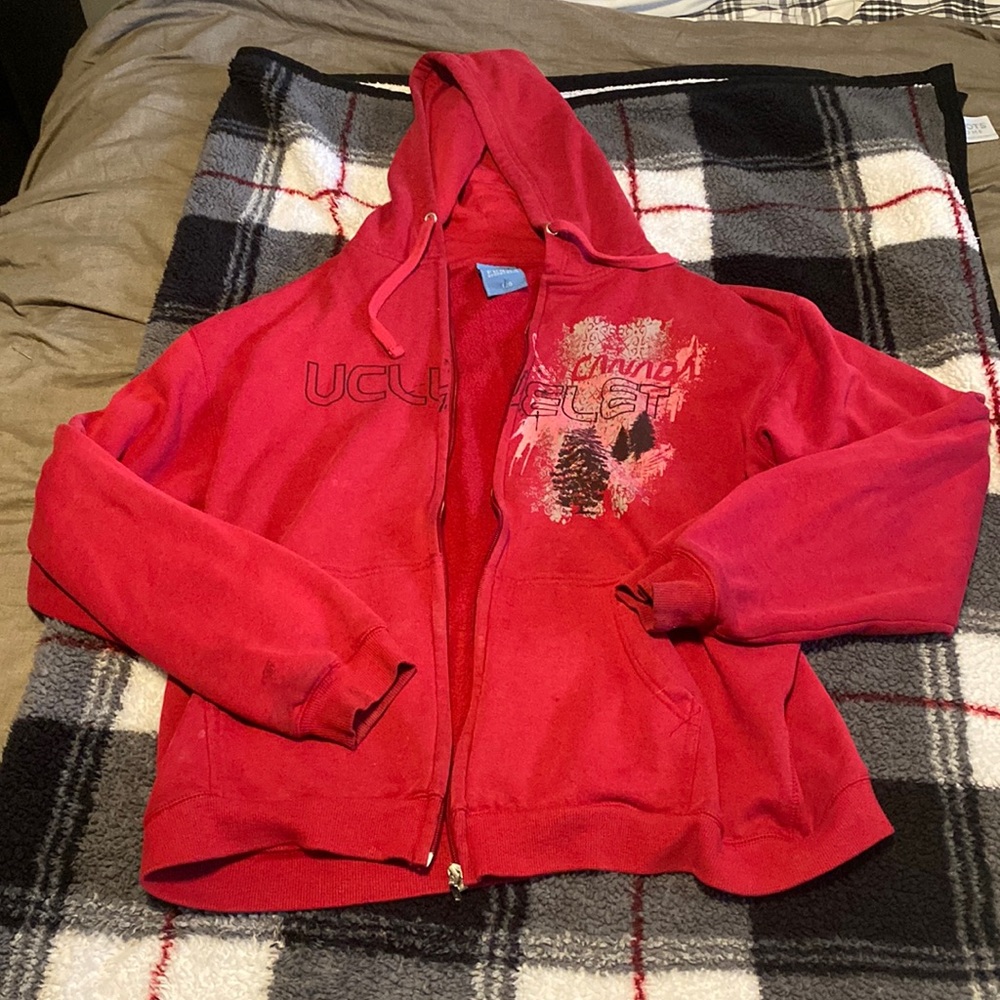 Y2K grunge red zip up